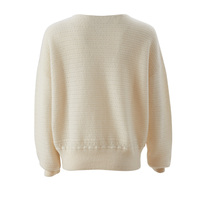 Pull-over en cachemire 100% pour femme, col rond, de haute qualité, personnalisé, uni, décontracté, luxueux, hiver, ivoire, tricoté à la machine, OEM ODM