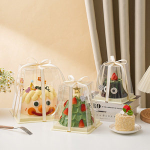 Großhandel hoch transparente PET Kunststoff Kuchen Verpackung <span class=keywords><strong>Box</strong></span> quadratische Hochzeit für Pop Bäckerei für Pop für Kuchen Sandwich Sushi Pizza - Product Image 4