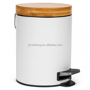 Home 12L Pedal Bin With Bamboo Lid &amp; Pedal Metal <strong>Trash</strong> <strong>Can</strong> Garbage Bin Kitchen Toilet Washing Room - Product Image 5
