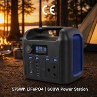 Station d'alimentation portable 600W 576Wh LiFePO4, générateur solaire pour le camping en plein air, la maison et les situations d'urgence