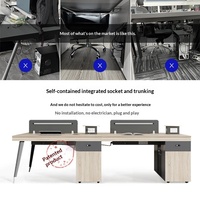 Escritorio de Oficina Moderno y Minimalista para Varias Personas, Estación de Trabajo Combinada con Divisiones, Personalizable y Desmontable, de Madera