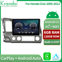 Krando 10 "Android 14 Carplay autoradio stéréo pour Honda Civic 8 2005 - 2012 lecteur multimédia Navigation GPS 2 Din 4G Audio DVD