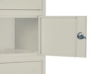 Casier de rangement moderne en acier à 6 portes avec compartiments multifonctionnels pour usage domestique et hôtelier, qualité hospitalière