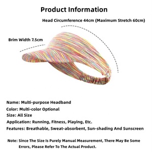 Outdoor <strong>Sweat</strong>-<strong>proof</strong> Sun-<strong>proof</strong> Breathable Hygroscopic Quick Drying Elastic Empty Top Visor Summer Hat Sport <strong>Caps</strong> for Women - Product Image 3