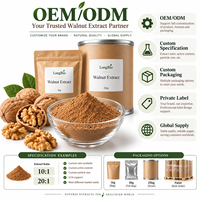 LongBio Extrait Naturel de Noyau de Noix en Poudre Juglans Regia 10:1 20:1 Extrait Botanique Marron Jaune pour Complément Alimentaire OEM en Vrac