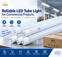 Tube LED linéaire MIC T8 pour entrepôt, centre de distribution logistique, certifié ETL CE RoHS, 2 pieds, 4 pieds, éclairage industriel
