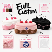Étui à crayons en peluche en forme de gâteau mignon, sac à fermeture éclair 22x9,5 cm, nouveauté Kawaii, école, bureau, logo personnalisé, cadeau promotionnel