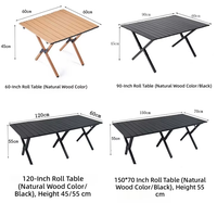 Verstärkter Kohlenstoffstahl Klappbarer Rolltisch Tragbarer Outdoor-Camping-Tisch für Roadtrips und Picknicks
