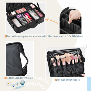 <b>Makeup</b> Bag Travel Cosmetic <b>Case</b> Beauty Box Hairdressing Tools Organizer with Adjustable Compartment Oxford Make Up Train <b>Case</b> - Product Image 4