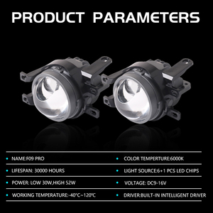 Luz Antiniebla <span class=keywords><strong>Bi</strong></span>-LED F09 <span class=keywords><strong>PRO</strong></span> de 3 Pulgadas, 42-49w, Alta Potencia, Súper Brillante, Lámpara Auxiliar - Product Image 6