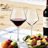 Verres à pied longs transparents bordeaux de style européen Lanques Premium, durables, capacité 680 ml, compatibles lave-vaisselle, pour la maison et les mariages