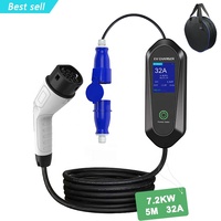 Chargeur EV portable de type 2, station de charge rapide pour véhicule électrique à usage domestique avec prise CEE
