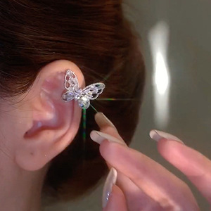 Orecchini a Farfalla con Zirconi per Donne, Stile Coreano Chic, Clip per Orecchie a Forma di Stella e Quadrato, Gioielli di Lusso da Regalo - Product Image 1
