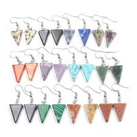 Boucles d'oreilles pendantes triangulaires en pierres précieuses naturelles, cristal de guérison, pour femmes, cadeau de Noël, fournitures de bijoux, vente en gros