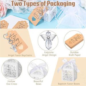 In Stock Now 30 Sets Angel Keychain Favor Bulk Pearl Angel Wing Pendant Organza Bag Thank You Tag Wedding Party Supplies Gift - Product Image 3