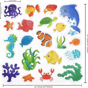 Cartoon Ocean Animal Gel Stickers Removable PVC <b>Window</b> <b>Decals</b> For Children's Room Decor - Product Image 3