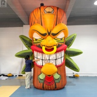 Arco Inflable Gigante de Tiki con LED de 4m*3m, Arco Inflable de Tiki con Logotipo Personalizado para Decoración de Luau Hawaiano/Eventos/Fiestas Tropicales