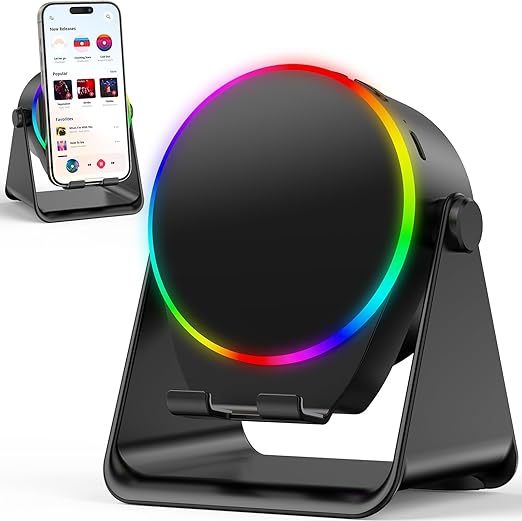 Wireless Portable Bluetooth Speaker with RGB LED Lighting and Mobile Holder Mini Subwoofer