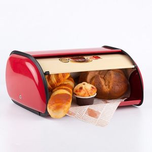 Countertop Drum Type <strong>Roll</strong> <strong>Top</strong> <strong>Bread</strong> <strong>Bin</strong> Black Food Storage Box Metal Iron Kitchen <strong>Bread</strong> Box - Product Image 2