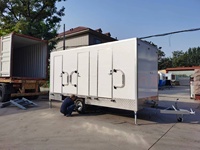 Remorque mobile de luxe VIP à 4 stations, toilettes extérieures portables avec douche et toilettes, salle de bain de luxe haut de gamme