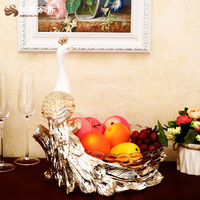 Décoration d'intérieur, figurines de paon écologiques avec des bols à bonbons et à fruits en verre