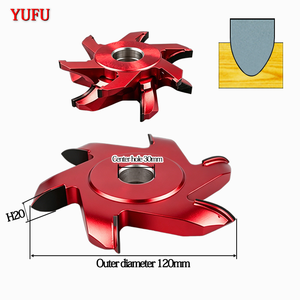 Fresa de carburo YUF de 6 dientes en V con orificio central de 30 mm y diámetro de 120 mm, recubrimiento rojo, HRC 65/70, juego de 2 cuchillas OEM - Product Image 5