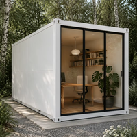 Bureau modulaire préfabriqué en conteneur de 20 pieds à montage rapide, structure en acier à assembler, avec fenêtres pleine hauteur
