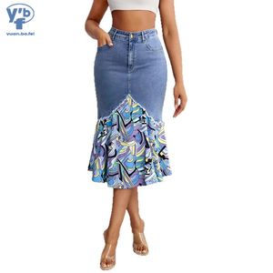 <span class=keywords><strong>Jupe</strong></span> sirène <span class=keywords><strong>en</strong></span> <span class=keywords><strong>jean</strong></span> bleu clair pour femme YUANBOFEI, de <span class=keywords><strong>haute</strong></span> qualité, <span class=keywords><strong>taille</strong></span> <span class=keywords><strong>haute</strong></span>, patchwork, imprimé graphique, <span class=keywords><strong>jupe</strong></span> sirène <span class=keywords><strong>en</strong></span> <span class=keywords><strong>jean</strong></span> - Product Image 1