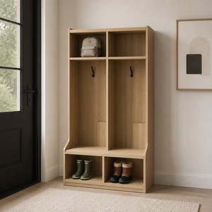Armoire à casiers pour enfants Chuangjin à 2 sections, 710 mm, en bois, avec <span class=keywords><strong>porte</strong></span>-<span class=keywords><strong>manteau</strong></span> et rangement, pour fournisseur d'écoles et de maternelles <span class=keywords><strong>Montessori</strong></span> - Product Image 4