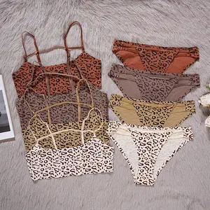 Sexy Rug Luipaard Ondergoed Vrouwelijke Kleine Borsten Verzameld Verzamelen Vice Borsten Zonder Markeringen Grote Maat Verstelbare Bh Set