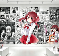 Peintures murales de dessins animés anime, papier peint mural 3D rose pour chambre de fille
