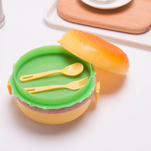 Double boîte à déjeuner pour enfants en <span class=keywords><strong>forme</strong></span> de hamburger personnalisée Petite boîte à lunch coréenne en plastique allant au micro-ondes avec cadeau - Product Image 6