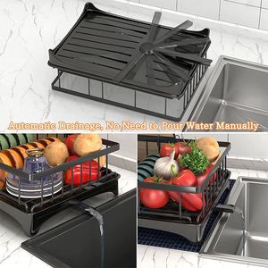 Égouttoir à vaisselle double niveau en métal détachable pour baguettes et ustensiles de cuisine, avec plateau de drainage, pour comptoir de cuisine domestique - Product Image 3