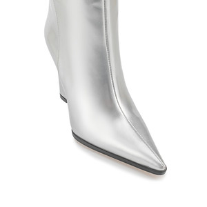 Silver Long <strong>Boots</strong> 2023 Autumn Winter Sexy Pointed Toe Fashion Wedges <strong>Women</strong> Shoes Elegant High Heels Knee High <strong>Boots</strong> Big Size 45 - Product Image 6