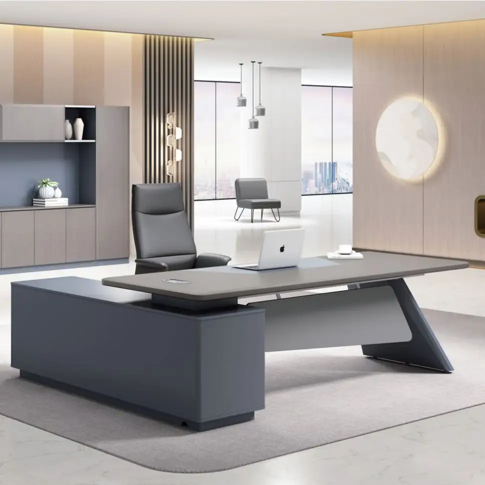 Gran oferta de lujo moderno Director Ceo Boss Manger en forma de L muebles de oficina soluciones juego de mesa escritorio de oficina ejecutiva