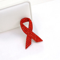 Pin de Solapa con Cinta Roja y Diamantes de Imitación, para Concientización sobre el VIH/SIDA, para Mochila, Traje, Sombrero, Ropa, Botón, Insignia, Broche