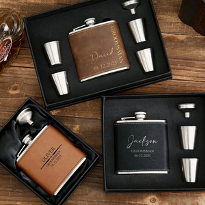 Personalizada <span class=keywords><strong>para</strong></span> Padrinos de <span class=keywords><strong>Boda</strong></span>, <span class=keywords><strong>Regalos</strong></span> <span class=keywords><strong>para</strong></span> el Padrino, Petaca de Cuero de 6 oz <span class=keywords><strong>para</strong></span> Padrinos de <span class=keywords><strong>Boda</strong></span> - Product Image 2