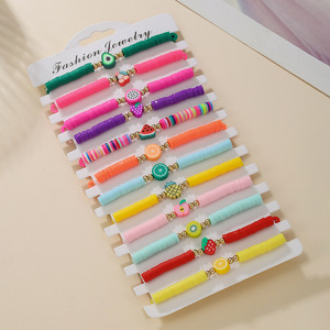Colorful Fruit Polymer Clay <b>Bracelet</b> Set Elastic <b>Rope</b> Jewelry For Women Party Wear Multilayered Beaded <b>Bracelets</b> Unisex - Product Image 4