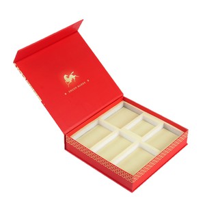 Year Of The Horse Gift <b>Box</b> Red Gold Embossed Paper Packaging Chinese New Year 2026 Flip Top <b>Book</b> Style - Product Image 2