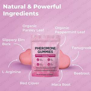 Gummies aux phéromones et à l'orme rouge pour femmes adultes, pour rehausser le charme, favoriser l'équilibre, la confiance et la dynamique sociale, saveur fraise - Product Image 3