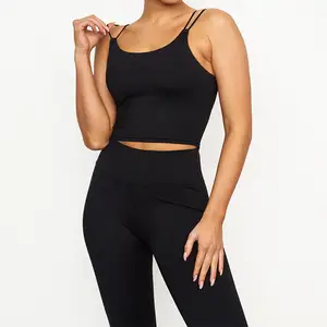 Großhandel 2023 Neuzugänge Damen individuelles Fitness-Hemd Ausschnitt Rücken Sport Tanktop und hohe Kompression nahtlose Leggins-Sets