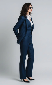 Navy Blue 3-Piece Women’s Suit Tailored Blazer Vest Slim Trousers <b>Set</b> Elegant Formal <b>Office</b> Wear Professional Business Pantsuit - Product Image 4
