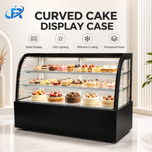 <span class=keywords><strong>Vitrine</strong></span> à gâteaux en verre incurvé pour boulangerie, réfrigérateur à refroidissement par air à faible consommation et sans givre, <span class=keywords><strong>service</strong></span> OEM ODM, personnalisation du logo et de la taille - Product Image 1