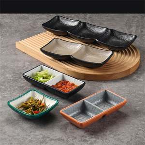 Plato para Salsas de Barbacoa Coreano de Melamina Mate con 1/2/3 Compartimentos, Plato para Salsas de Barbacoa de Plástico, Vajilla para Restaurantes de Barbacoa - Product Image 4