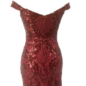 بورجوندي قبالة الكتف الترتر الفاخرة أم العروس ثوب طويل الزفاف مساء اللباس - Product Image 4