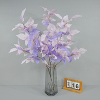 Belles couleurs, feuilles artificielles en soie bleu poussière, branches vertes, décoration intérieure et extérieure, feuillage artificiel.