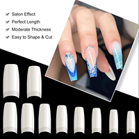 Nailway Faux Ongles Demi-Couverture de Haute Qualité, Style Français, en ABS, Forme Cercueil XL, 10 Tailles, 500 Pièces avec Boîte