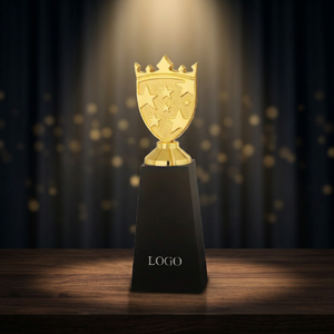 Trofeo de Corona, Chapado en Aleación de Zinc, Oro, Plata y Bronce, Premio Deportivo con Logotipo Grabado, Duradero - Product Image 2