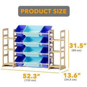 Étagère <span class=keywords><strong>de</strong></span> rangement latérale en bois <span class=keywords><strong>de</strong></span> grande taille pour la décoration <span class=keywords><strong>de</strong></span> la maison, bibliothèque pour bébé, organisateur <span class=keywords><strong>de</strong></span> jouets et <span class=keywords><strong>de</strong></span> livres pour enfants avec bacs amovibles pour la <span class=keywords><strong>chambre</strong></span> des enfants - Product Image 3