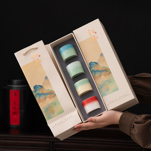 Juego de tazas de té de diseño clásico pintado a mano colores maestros paisaje cerámica porcelana cerámica para uso doméstico regalo de negocios - Product Image 1